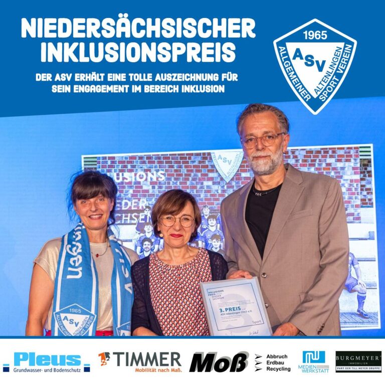 //Verein: 3. Platz beim Niedersächsischen Inklusionspreis – ASV Altenlingen